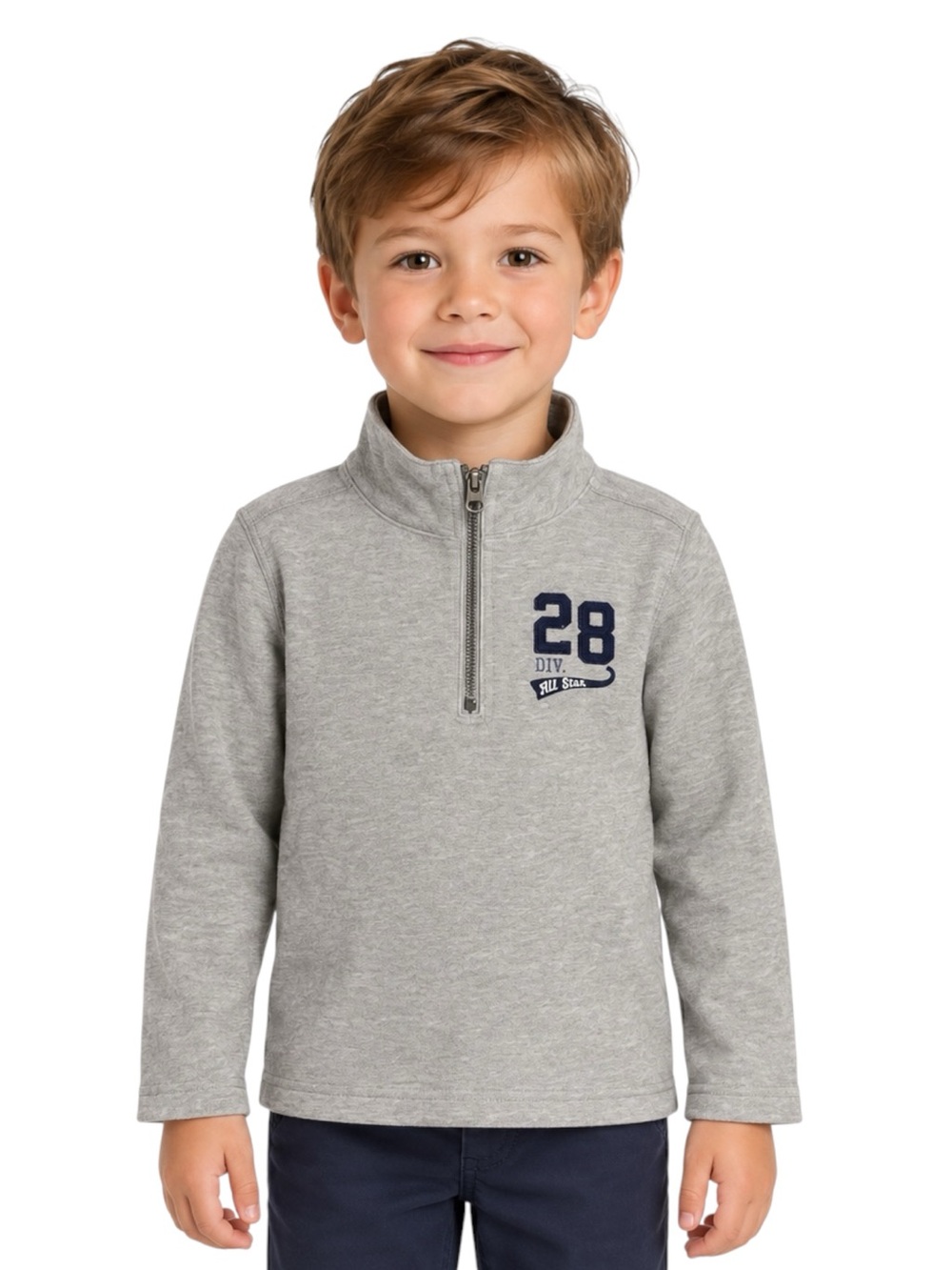 Carter’s Boys Gray Quarter Zip Pullover All Star Cotton Sweatshirt 5T